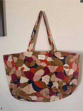 Sezane Canvas Neutrals Abstract Tote